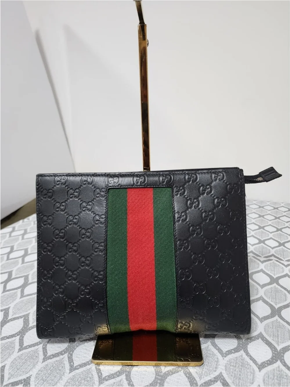 GUCCI Guccissima Signature Web Clutch Black